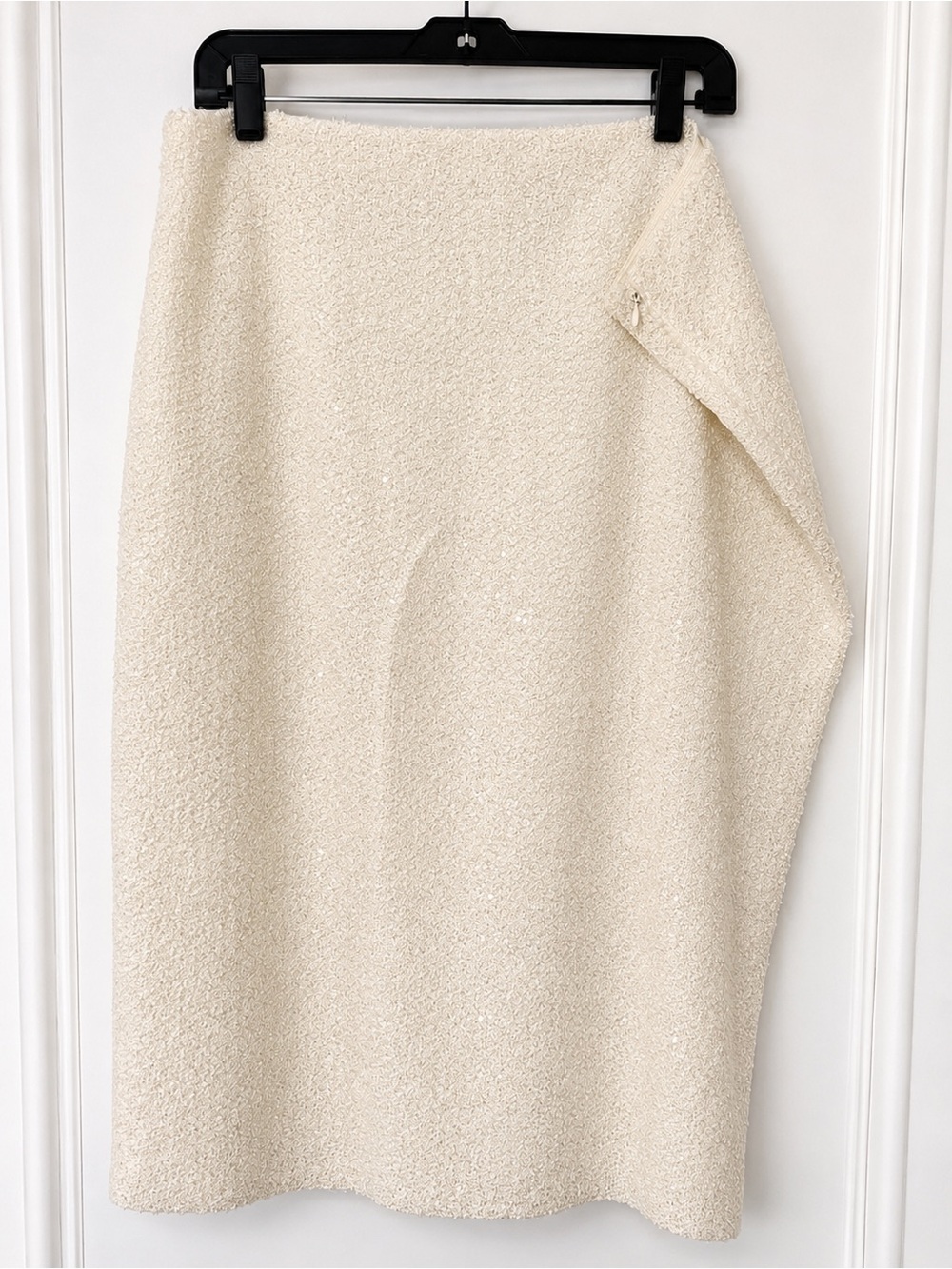 St. John Collection Ivory Bouclé Knit Skirt Size 18 Luxe Designer Skirt